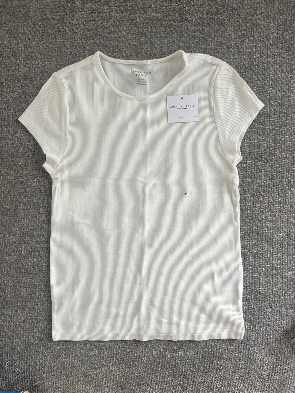 American Eagle Outfitters White Ribbed Short Sleeve Tee